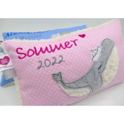 Best Kissen mit Namen, Wal Fisch Namenskissen Taufkissen Kuschelkissen Kindergartenkissen Geburtsgeschenk Gastgeschenke
