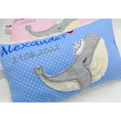 Best Kissen mit Namen, Wal Fisch Namenskissen Taufkissen Kuschelkissen Kindergartenkissen Geburtsgeschenk Gastgeschenke