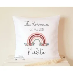 Hot Kissen mit Namen 40x40cm Geschenk zur Kommunion Kommunionsgeschenk Mädchen Junge Geschenke