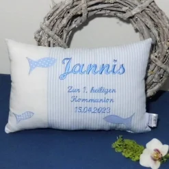 Sale Kissen zur Kommunion oder Konfirmation, Kissen mit Namen, Namenskissen Geschenk für Mädchen und Jungen Geschenke