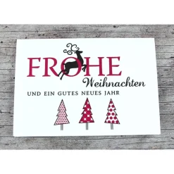 Weihnachtskarten|ZWEIFARBIG Klappkarte **3Bäume+Hirsch** von Weihnachtswünsche Frohe Weihnachten Grußkarte Weihnachtskarte Weihnachtsgrüße Baum Hirsch