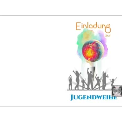 Online Klappkarte, Einladung,  zur Jugendweihe Format DIN 6 hoch Einladungskarten
