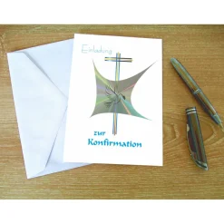 Klappkarte, Einladung,  zur Konfirmation Format DIN 6 hoch Einladungskarten