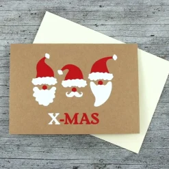 Weihnachtskarten|ZWEIFARBIG Klappkarte **3Wichtel** von Kraftpapier Weihnachtswünsche Frohe Weihnachten Grußkarte Wichtel