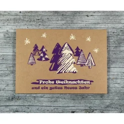Best Klappkarte **Winterwald** von Kraftpapier Weihnachtswünsche Frohe Weihnachten Grußkarte Baum Weihnachtskarten
