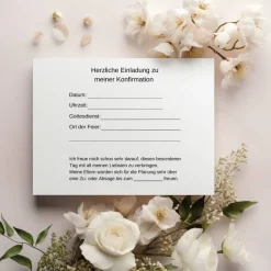 Einladungskarten|Alisas kreative Ecke Klassische Konfirmationseinladungen mit Blätterkranz, Einladung zur Konfirmation, christliche Konfirmationskarte