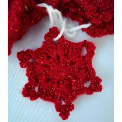 Baumschmuck|Hexenmasche kleine gehäkelte Stern/Schneeflocken im 10er Set rot, weiß oder hellblau