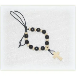 Online kleiner Holzperlen Rosenkranz zum Binden, schwarz natur Minirosenkranz Rosenkränze