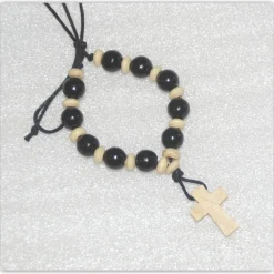 Online kleiner Holzperlen Rosenkranz zum Binden, schwarz natur Minirosenkranz Rosenkränze