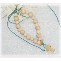 Discount kleiner Holzperlen Rosenkranz zum Binden, naturfarebenes Holz mit Stern Rosenkränze