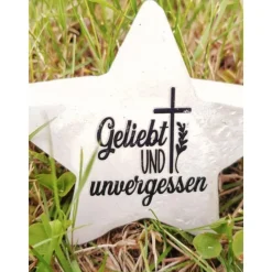 Best Kleiner Stern aus Beton mit Schriftzug Grabschmuck Trauer Gedenken Vermissen Gedenkstein Erinnerung Gedenksteine
