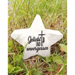 Best Kleiner Stern aus Beton mit Schriftzug Grabschmuck Trauer Gedenken Vermissen Gedenkstein Erinnerung Gedenksteine