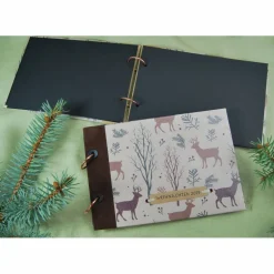 kleines Weihnachtsalbum Fotoalbum Album Weihnachten Weihnachtsgeschenk personalisiert Geschenk Winterwald Wald Hirsch Braun Familie Weihnachtsdeko