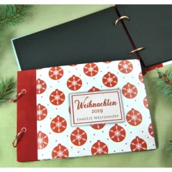 Weihnachtsdeko|my-own-story kleines Weihnachtsalbum Fotoalbum Album Weihnachten Weihnachtsgeschenk personalisiert Weihnachtsstern Familie Geschenk rot weiß