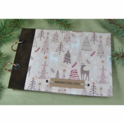 kleines Weihnachtsalbum Fotoalbum Album Weihnachten Weihnachtsgeschenk personalisiert Winterwald Wald Tiere Hirsch Familie Geschenk Weihnachtsdeko