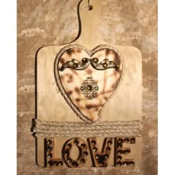 Sale Künstlerische Wanddekoration auf Holzbrett LOVE  Deko aus Holz Wandbild Geschenk Geldgeschenk Collage Kunst