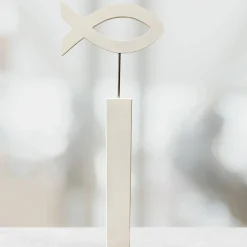 Best Kommunion Deko Fisch-Aufsteller Holz - Stele Fisch - Fisch Konfirmation Firmung Taufe - Aufsteller Tür - handgefertigt Dekoration
