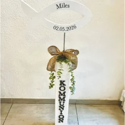 Best Kommunion Deko Fisch-Aufsteller Holz - Stele Fisch - Fisch Konfirmation Firmung Taufe - Aufsteller Tür - handgefertigt Dekoration