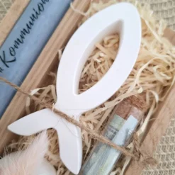 Best Kommunion Geldgeschenk Kommunionsgeschenk Fisch Var. 1 Kerzenhalter rund Reagenzglas Jungen Mädchen Kommunionskerze Guts Geschenke