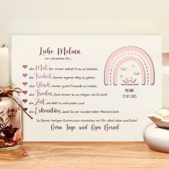 Geldgeschenke|Fancy CraftHacks Kommunion Geschenk für Mädchen personalisiert – Geldgeschenk Bild mit Namen & Regenbogen
