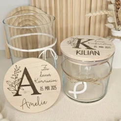 Best Kommunion Geschenk Naschglas personalisiert Vorratsglas Glückwunschkarten
