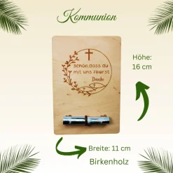 Online Kommunion-Geldgeschenkkarten aus Birkenholz, 2teilig, 1teilig, Lasergravur, personalisierbar Geldgeschenke