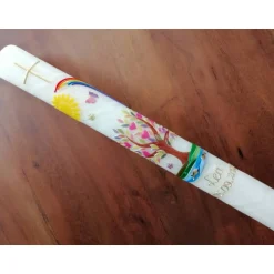 Discount Kommunionkerze, Taufkerze, Lebensbaum, Mädchen, Jungen, Kreuz, Sonne, Regenbogen, Schmetterling, 25 % Bienenwachs, handg Kommunionkerzen