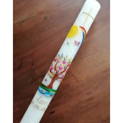 Discount Kommunionkerze, Taufkerze, Lebensbaum, Mädchen, Jungen, Kreuz, Sonne, Regenbogen, Schmetterling, 25 % Bienenwachs, handg Kommunionkerzen