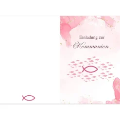 Outlet Kommunionseinladungen 10er-Set in Rosa, rosa Kommunionseinladungskarten, maritime Kommunionseinladung Einladungskarten