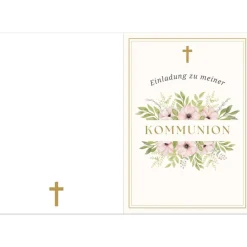 Kommunionseinladungskarten-Set 10er-Pack, florale Kommunionseinladung, blumige Einladung zur Kommunion Einladungskarten