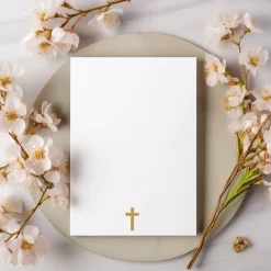 Kommunionseinladungskarten-Set 10er-Pack, florale Kommunionseinladung, blumige Einladung zur Kommunion Einladungskarten