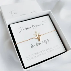 Kommunionsgeschenk Mädchen, Personalisiertes Geschenk Kommunion, personalisiertes Engel Armband mit Gravur Geschenke