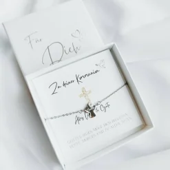 Kommunionsgeschenk Mädchen, Personalisiertes Geschenk Kommunion, personalisiertes Engel Armband mit Gravur Geschenke