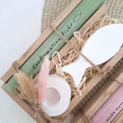 Clearance Konfirmation Konfirmationsgeschenk mit einem Fisch (Var 2) Kerzenhalter rund Geschenkset für Jungen und Mädchen Konfirma Geschenke