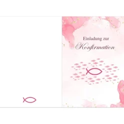 New Konfirmationseinladungen 10er-Set in Rosa, rosa Konfirmationseinladungskarten, maritime Konfirmationseinladung Einladungskarten