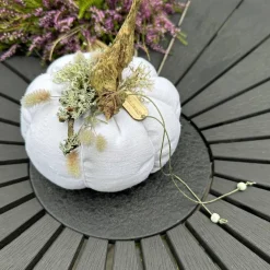 Kürbis aus Leinen XL in Rohweiß, Grün herbstliche skandi  Tischdeko Herbst