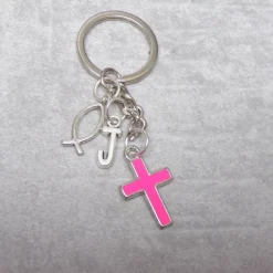 Kreuz Schlüsselanhänger versilbert personalisierbar Taufe konfirmation Kommunion Geschenke