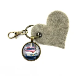 Online Kuba Oldtimer Schlüsselanhänger mit Foto Cabochon und Filzherz made in Deutschland Gastgeschenke