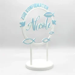 Best Kuchen Topper zur Konfirmation - personalisiert mit Namen & Datum Tortendekoration
