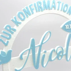 Best Kuchen Topper zur Konfirmation - personalisiert mit Namen & Datum Tortendekoration