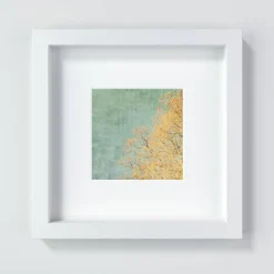 Hot Kunstdruck im Vintage-Look, gelber Baum im Frühling vor grünem Hintergrund, Größen 13 x 13 cm + 20 x 20 cm Geschenke Für Frauen