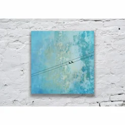 Geschenke|ANNblick Fotokunst by Ann Kunstdruck "In Love", verliebtes Vogelpaar auf der Stromleitung, Blau Eisblau Marmoriert, für Verliebte, Hochzei