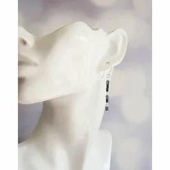 Best Lange schmale Ohrringe,Hematit, Silber, Perlen, Brautschmuck extravagant, minimalistisch zum Brautkleid, Schmuck zur Hoc Brautschmuck