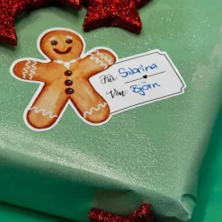 Sticker & Aufkleber|Sabrina Wohlfeil Artist Lebkuchenmann Geschenketikett Vinylsticker – beschriftbarer Weihnachtsaufkleber für Geschenke