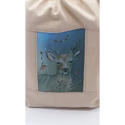 Säckchen & Beutel|hessmade Leinensäckchen Hirsch im Winterwald