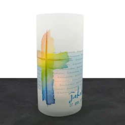 Dekoration|Reizvolle Karten und mehr Lichthülle Aquarell-Kreuz für Konfirmation, Kommunion & Firmung – Personalisierbare Deko aus Transparentpapier