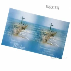 Best Lichthülle Konfirmation, Kommunion oder Firmung - Kreuz im Meer - mit individuellem Spruch Dekoration