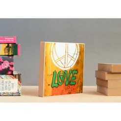 Gastgeschenke|BildArt Love Peace Hippie handmade Foto auf Holz 13x13 Graffiti Holzbild Wandbild Holzdeko Dekoration Geschenk für ihn Geschenkidee