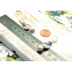 Best Lässige handgemachte bohemian hippie Glas Ohrhänger – Unikat, Katzenanhänger, lila Brautschmuck