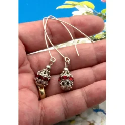 Best Lässige verspielte Ohrhänger aus Metall & Silberfarben in Rot – Geschenkidee für Frauen Brautschmuck